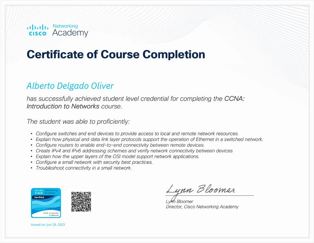 Certificado CCNA Cisco
